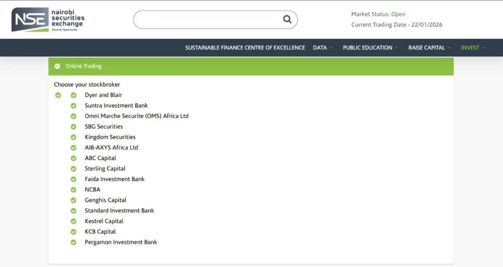 Licensed online stockbrokers in Kenya