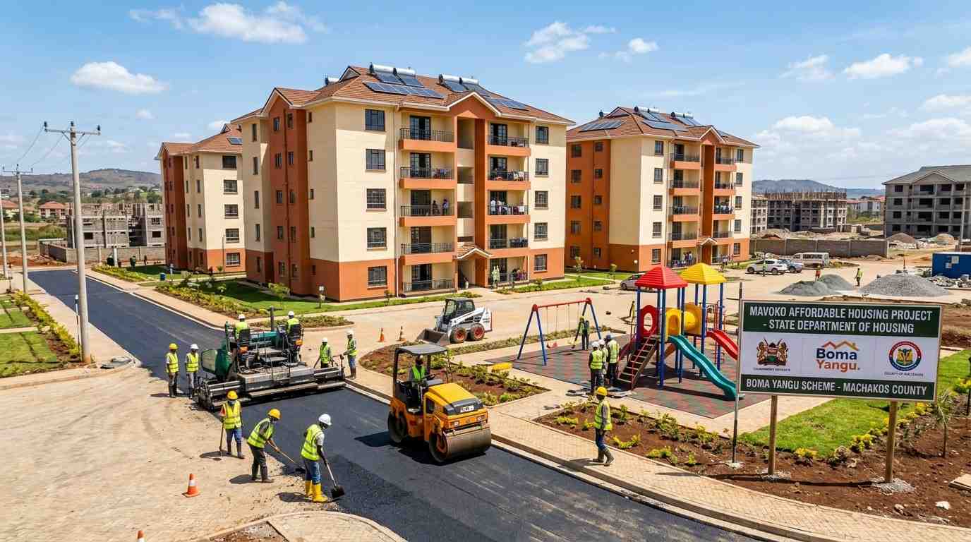 Government affordable housing units under construction in Machakos County, Kenya