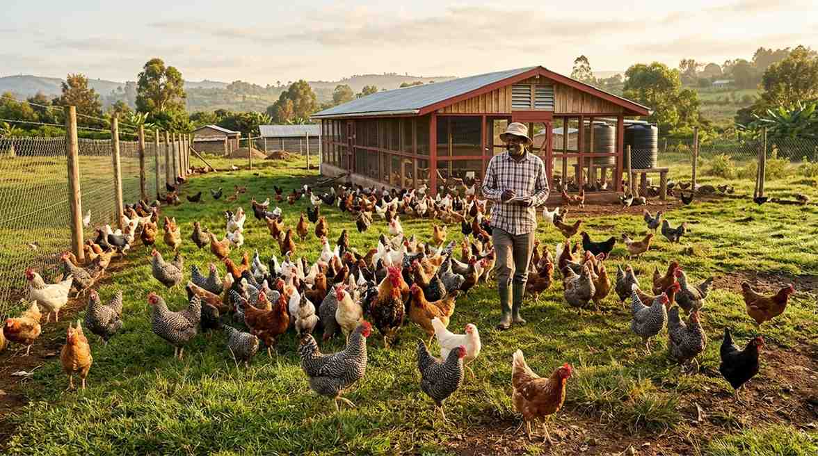 Improved Kienyeji Chicken in a well-managed farm in Kenya