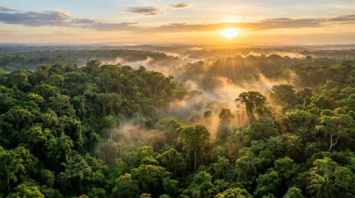 Lush interior of Kakamega Forest showing giant fig trees and dense green canopy in Kakamega County