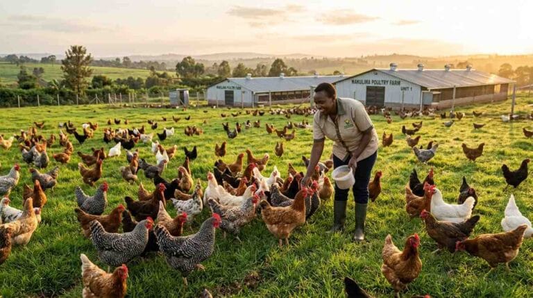 Kienyeji chicken prices - Farmer inspecting chicken