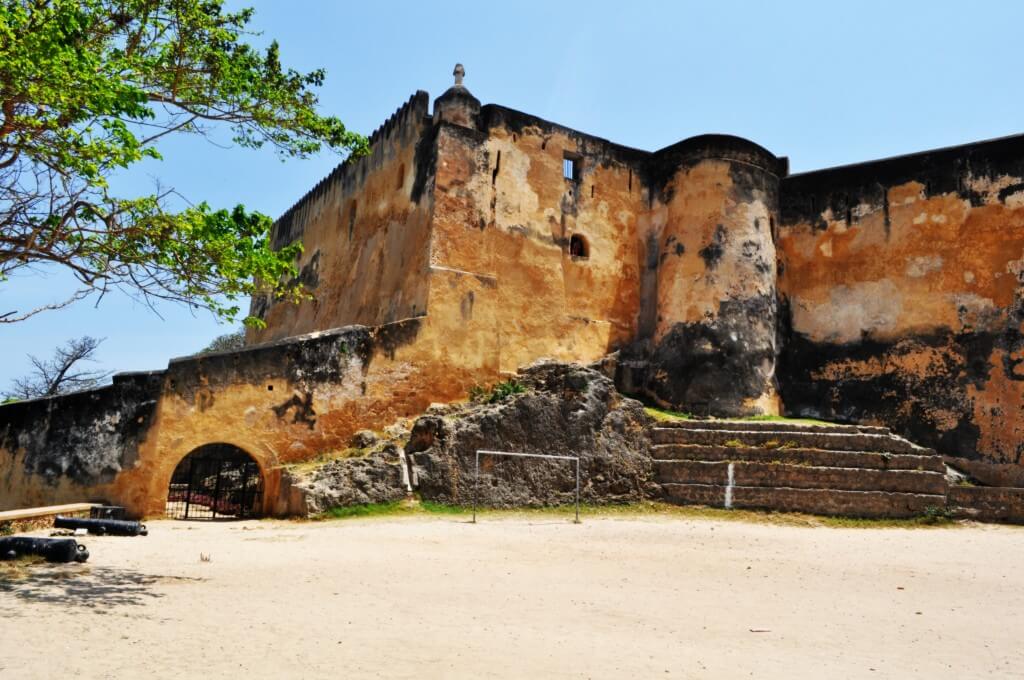 Fort Jesus Mombasa — coral stone walls overlooking the Indian Ocean