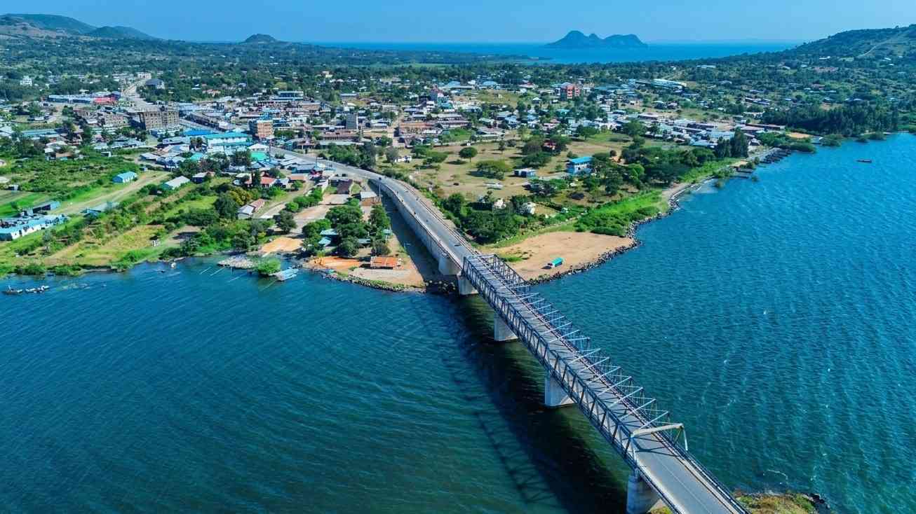 Scenic view of Homa Bay County along Lake Victoria's southern shore at sunset
