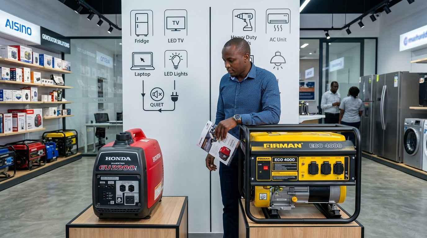 Checklist for buying a home backup generator in Kenya — inspecting the unit before purchase