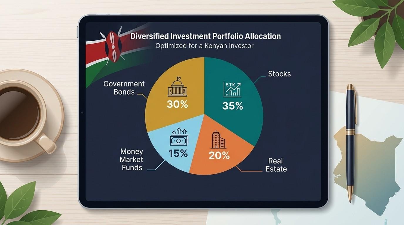 Chart showing a diversified investment portfolio allocation for a Kenyan investor